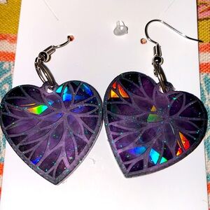 Holographic Heart-Shaped Earrings